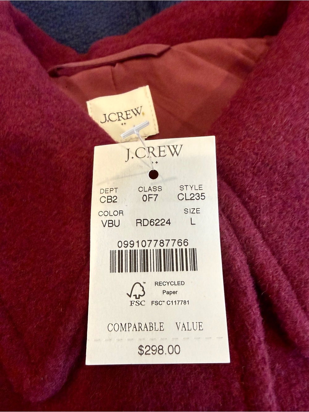 NWT J.Crew Factory Cropped Wool Blend Swing Coat & Buttons | Size L - Picture 6 of 10